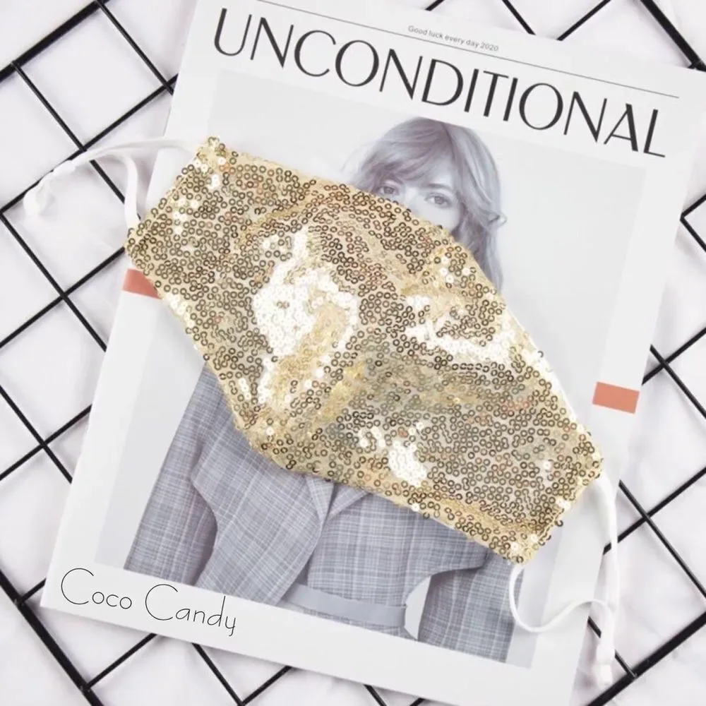 🆕Luxury Gold Sequin Face Mask